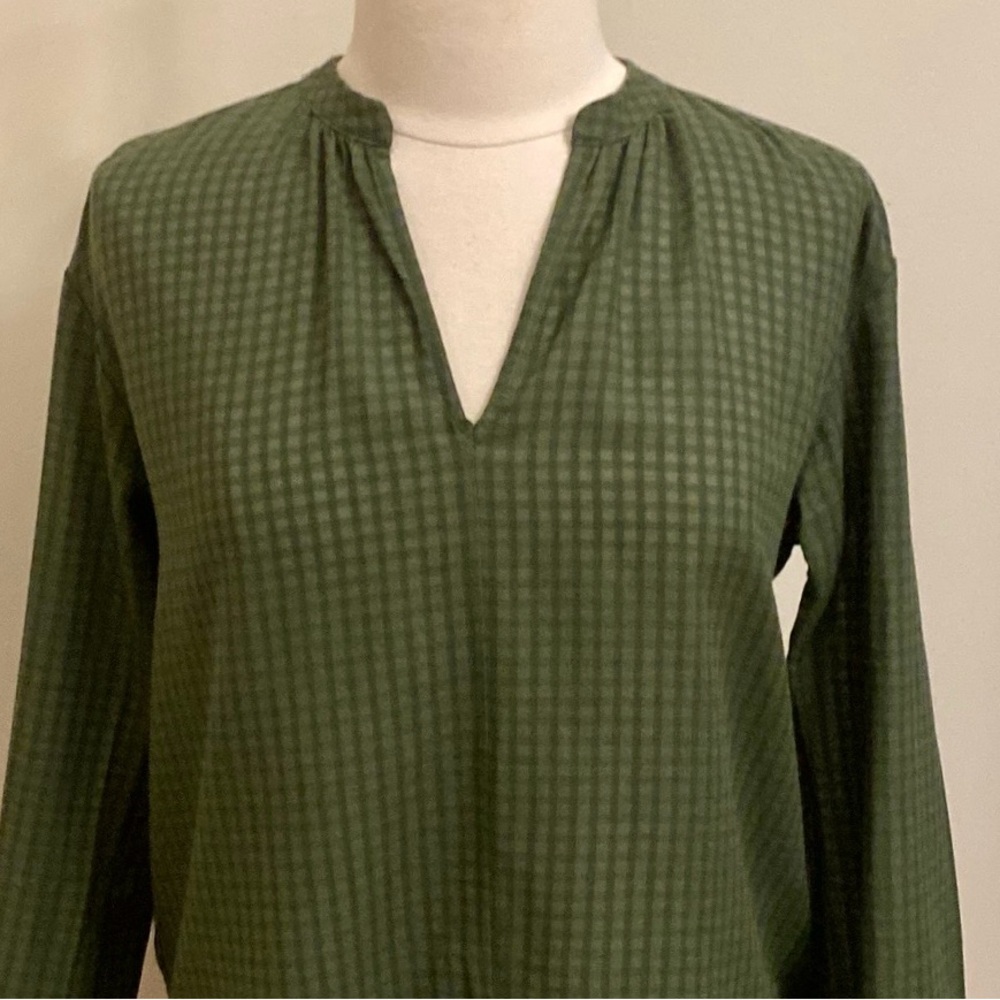 Universal Thread Green Checked Balloon Sleeve Wai… - image 2